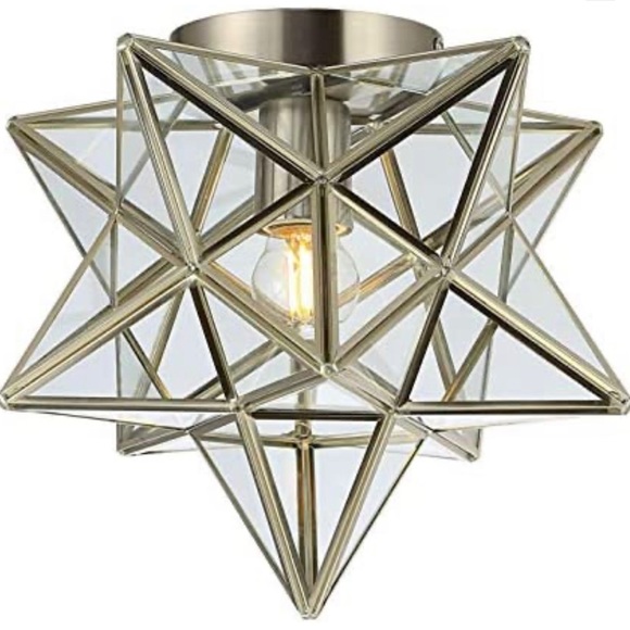 JONATHAN Y JYL9035E Stella 12" Moravian Star Metal/Glass LED Flush Mount, - Picture 6 of 6